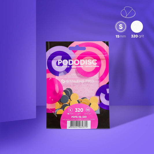Ανταλλακτικά αυτοκόλλητα Disposable files on a soft base for pedicure disc PODODISC STALEKS PRO S 320 grit (50 pcs) - AlchemyCosmetics