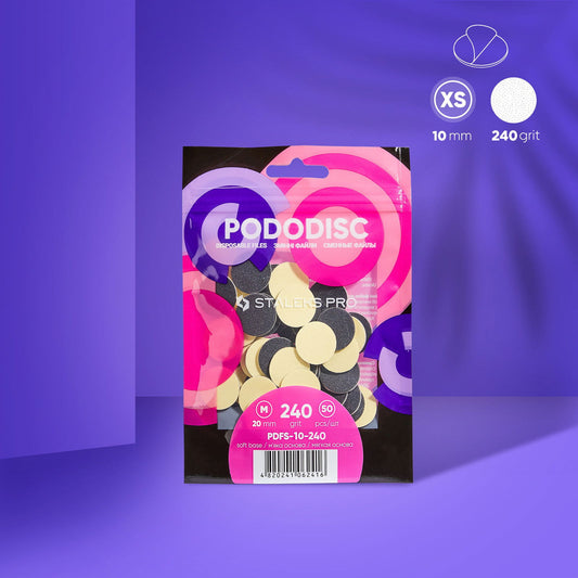 Ανταλλακτικά αυτοκόλλητα Disposable files on a soft base for pedicure disc PODODISC STALEKS PRO XS 240 grit (50 pcs) - AlchemyCosmetics