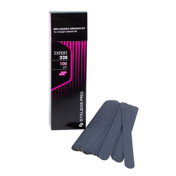 Refill pads for straight nail file thin based Staleks Pro Expert 22E, 100 grit DFE-22E-100
