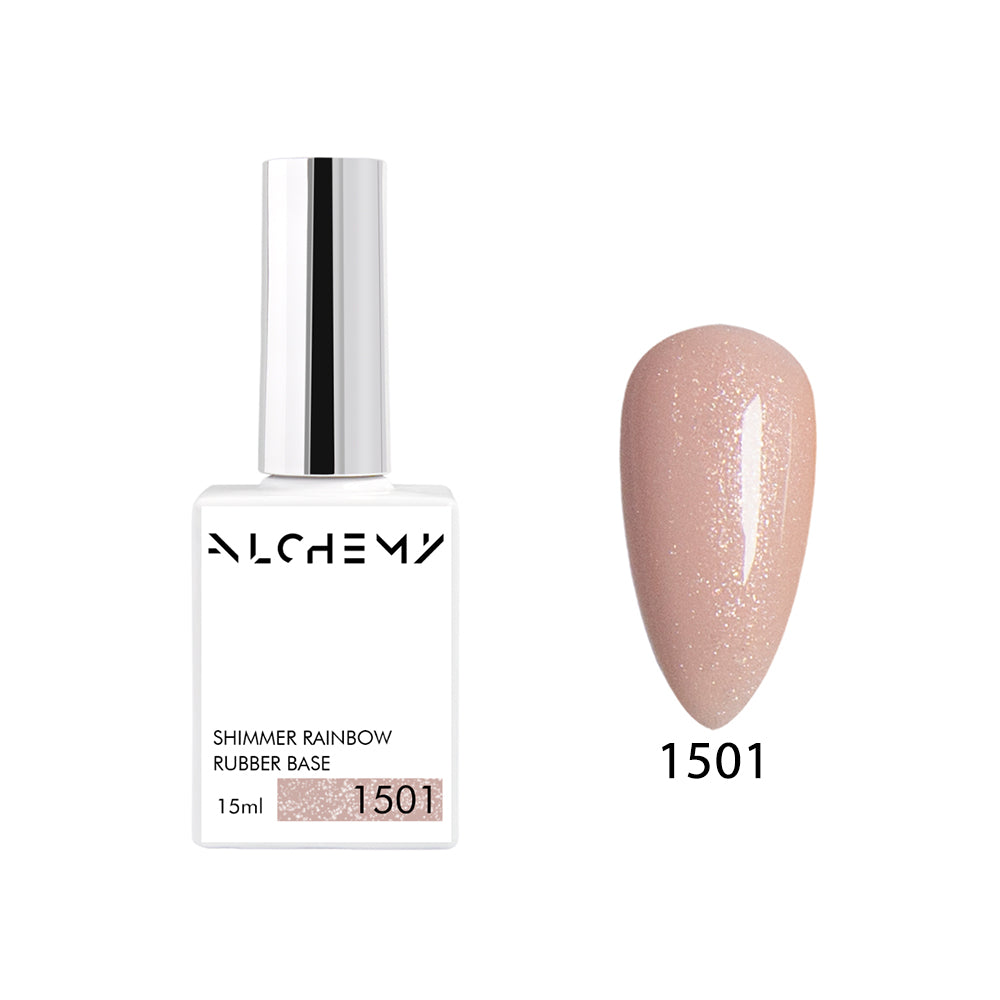 Shimmer Rainbow Rubber Base 1501 (hard), 15ml - AlchemyCosmetics